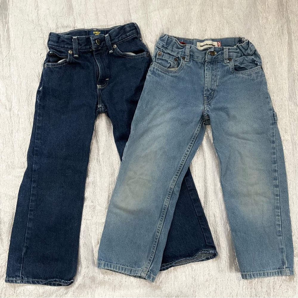 Levi's & OshKosh Boot Cut Kids Denim Jeans Dark Blue & Light Blue Size 6 Classic